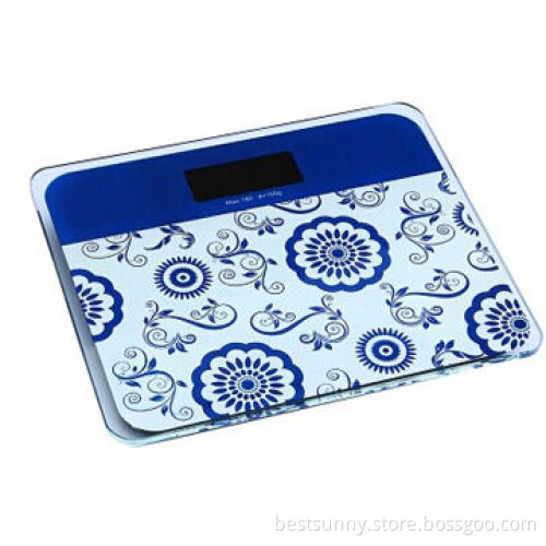 Digital bathroom scales with 6mm tempered glass platform
